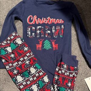 Festive Holiday Kids Pajama Set - Navy and Red